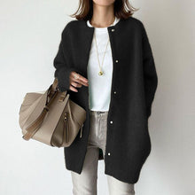 Load image into Gallery viewer, Women’s Wool-Like Oversized Coat — Solid Color, Long Sleeve Button-Up Trench