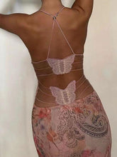 Load image into Gallery viewer, Floral Print Halter Dress - Sexy Butterfly Back Spaghetti Straps