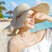 Load image into Gallery viewer, Big Brim Straw Beach Hat – Wide Brim Women’s Sun Hat