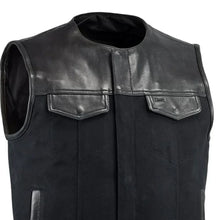 Load image into Gallery viewer, 49/51 - No Collar Men's Leather/Canvas Motorcycle Vest