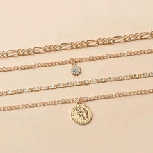 Load image into Gallery viewer, Mandotos Chunky Gold Layered Necklace With Coin Pendant And Sun Charm For Women