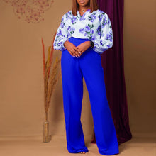 Load image into Gallery viewer, Printed Floral Lace-Up Top & Wide-Leg Pants Set – 4 Colors, S–3XL