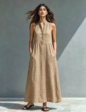 Load image into Gallery viewer, Women's Stand-Collar A-Line Maxi Dress – Resort & Vacation Style