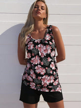 Load image into Gallery viewer, Women's Plus Size Black Tropical Floral Loose Tankini & Boyshort Set