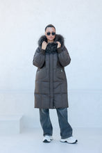Load image into Gallery viewer, Lauren Genuine Fur Trim Down Fill Coat in Tobacco