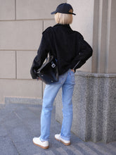 Load image into Gallery viewer, Dakota Eco Suede Aviator Jacket in Black