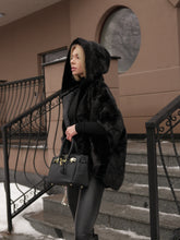 Load image into Gallery viewer, Genuine Scandinavian Mink Fur Poncho with Fully Lined Mink Hood