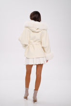 Load image into Gallery viewer, Genuine Polar Fox Fur Wool Hooded Coat