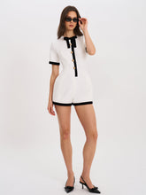 Load image into Gallery viewer, Idina Business Casual White Romper with Black Trim