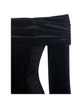 Load image into Gallery viewer, Magnolia Black Off-Shoulder Layered Satin Mini Dress