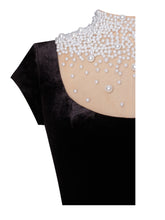 Load image into Gallery viewer, Rachael Black Velvet Pearl Embellished Gown