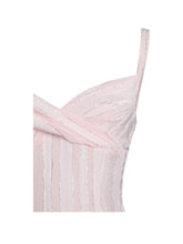 Load image into Gallery viewer, Mallory Baby Pink Stripe Jacquard High Slit Gown
