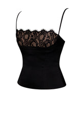 Load image into Gallery viewer, Padma Black Satin Lace Bustier Corset Top