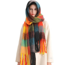 Load image into Gallery viewer, New Luxury Winter Soft Head Wraps Plaid Scarf Shawls Cashmere Warm Cashmere Scarves Rainbow For Women