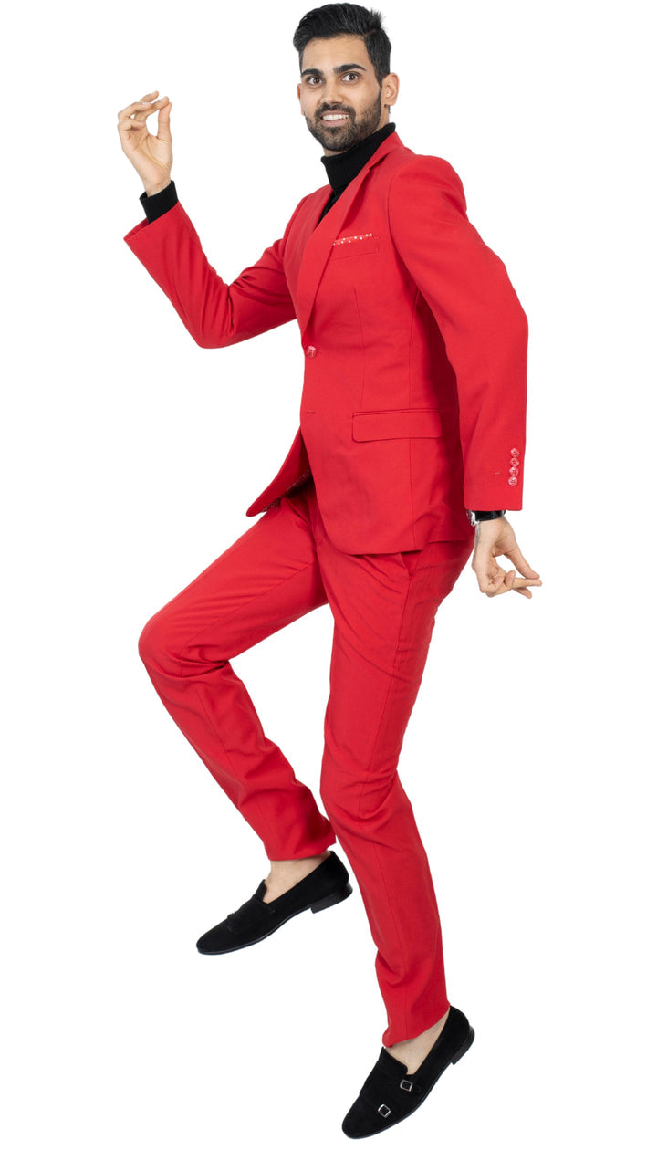 PAUL LORENZO MENS RED SLIM FIT 2 PIECE SUIT