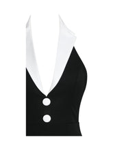 Load image into Gallery viewer, Raelyn Black and White Business Casual Maxi Dress