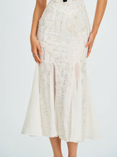 Load image into Gallery viewer, Paola White Peter Pan Collar Beaded Sequin Mermaid Midi Dress
