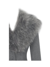 Load image into Gallery viewer, Faye Grey Wool Blend Single-Breasted Coat with Removable Faux Fur Collar