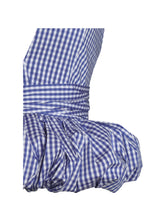 Load image into Gallery viewer, Ilene Blue and White Checkered Bubble Hem Halter Top