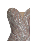 Load image into Gallery viewer, Quinci Apricot Beaded Sequin Sweetheart Maxi Dress