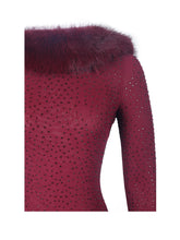 Load image into Gallery viewer, Mellie Burgundy Regular-Length Rhinestone Mesh Low Back Mermaid Gown