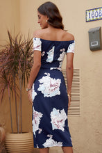 Load image into Gallery viewer, Charming Printed Off-Shoulder Midi Dress with Slit Classy & Feminine Look
