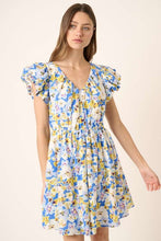 Load image into Gallery viewer, New Summer Floral V-Neck Cap Sleeve Mini Dress For Women – Charming Floral Print Mini Dress with V-Neckline and Cap Sleeves