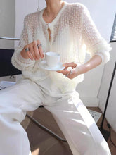 Load image into Gallery viewer, Women’s Mohair Crochet Knit Cardigan
