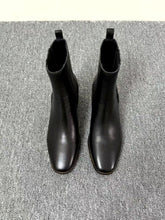 Load image into Gallery viewer, Women’s Retro Square-Toe Mid-Heel Chunky Leather Boots