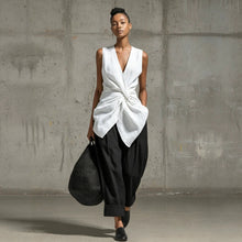 Load image into Gallery viewer, Women's Tie-Front V-Neck Sleeveless Top & Wide-Leg Pants Set