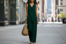 Load image into Gallery viewer, Women's Slash-Neck Sleeveless Tank Top & Casual Pants Set