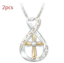 Load image into Gallery viewer, Mandotos Cross Footprint Diamond Pendant Two Tone Necklace