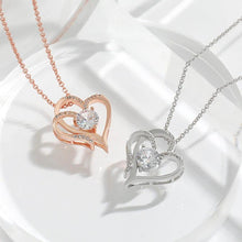 Load image into Gallery viewer, Zircon Double Love Necklace with Rhinestones 💖 Sparkling heart-shaped design for timeless elegance!