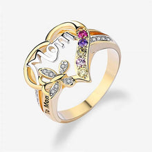 Load image into Gallery viewer, Mother's Day Gift Hollow Heart English Letter Love Mom Rhinestone Butterfly Finger Ring Jewelry Gift