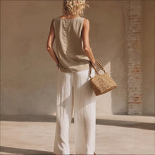 Load image into Gallery viewer, Women's Front-Button Cardigan Sleeveless Top & Long Pants Set
