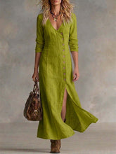 Load image into Gallery viewer, Casual Cotton Linen Long Sleeve Women’s Dress