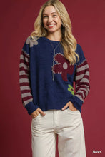 Load image into Gallery viewer, Umgee Flower Jacquard Striped Long Sleeve Sweater