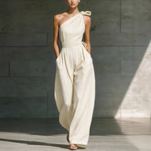 Load image into Gallery viewer, Women's Loose Sleeveless Off-Shoulder Belted Wide-Leg Jumpsuit
