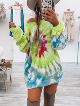Load image into Gallery viewer, Full Size Tie-Dye Round Neck Long Sleeve Dress Trendy & Comfortable Casual Dress for Women