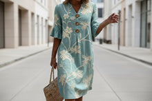 Load image into Gallery viewer, Women's Resort V-Neck Coconut Print Loose Three-Quarter Sleeve Dress