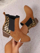 Load image into Gallery viewer, Leopard Print Chelsea Ankle Boots with Block Heel
