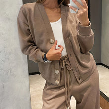 Load image into Gallery viewer, Casual Knit Cardigan With Pocket & Drawstring Lounge Pants