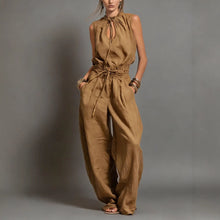 Load image into Gallery viewer, Women's Sleeveless High-Waist Wide-Leg Pleated Jumpsuit