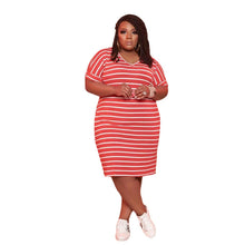 Load image into Gallery viewer, Striped Printed Dress Plus Size Women's Clothing
