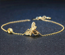 Load image into Gallery viewer, Cute Bee 925 Sterling Silver Bracelet Woman Love Gemstones Jewelry 14K Gold Plated Designer Jewelry