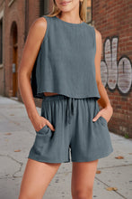 Load image into Gallery viewer, Women's Sleeveless Top & Wide-Leg Shorts Set – Retro Street Style