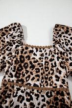 Load image into Gallery viewer, Brown Leopard Print Puff Sleeve Ricrac Maxi Dress