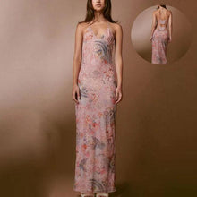 Load image into Gallery viewer, Floral Print Halter Dress - Sexy Butterfly Back Spaghetti Straps