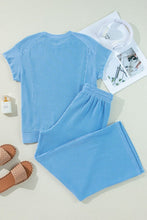 Load image into Gallery viewer, Solid Corded T-Shirt and Pants Set