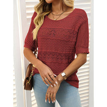 Load image into Gallery viewer, Women’s Short Sleeve Crochet Knit Hollow-Out Top